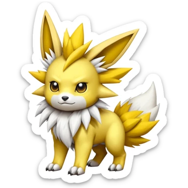 Cute Shiny Jolteon-Greymon-Renamon-Fakémon-hybrid-creature (full body)  sticker
