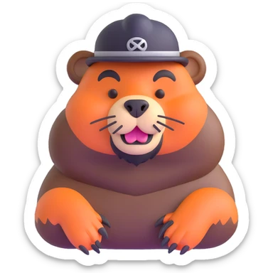 brutal beaver with a black beard sticker
