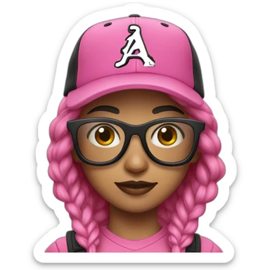 Girl with Black Pink Glases with Jordan Cap sticker