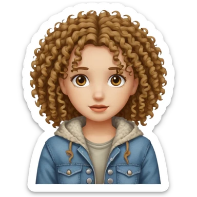 ios 18 emoji pretty girl with curly hair and poor clothes sticker