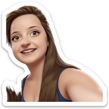 smiling girl with long hair sticker