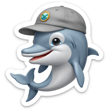 Dolphin emoji combination with a cap sticker
