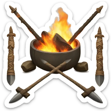 vikings ritual around the fire with spears and swords sticker