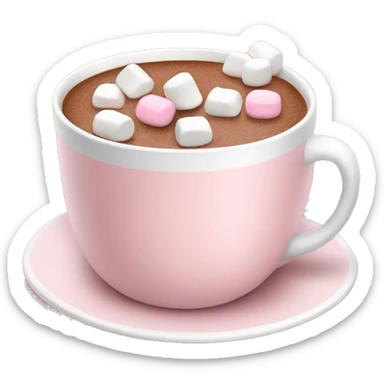 Light Pink mug of hot chocolate with marshmallows  sticker