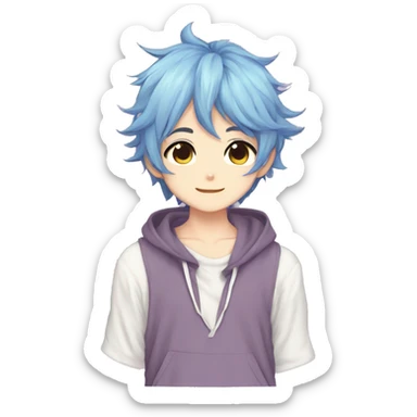 Shy Cute Attractive Sexy Gorgeous Kawaii Pastel Anime Catboy with pretty hair sticker
