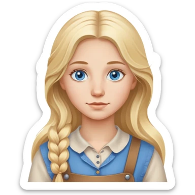 Homesteader girl long blonde hair and blue eyes  sticker