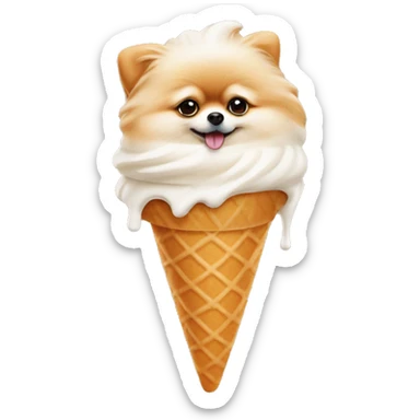 Pomeranian ice cream cone  sticker