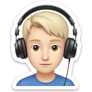 person watching YouTube videos, content creator with headphones sticker