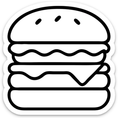 A hamburger with lettuce, tomato, and cheese sticker