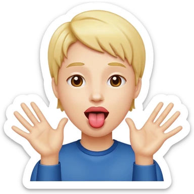 face with tongue out with hands going outwords sticker