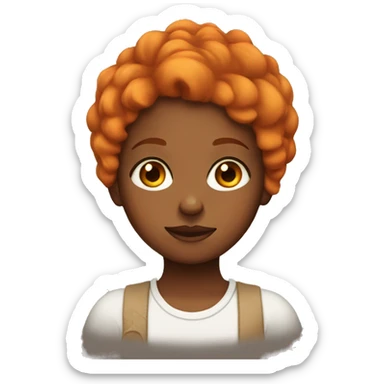 Brown girl with orange hair rolling her eyes sticker