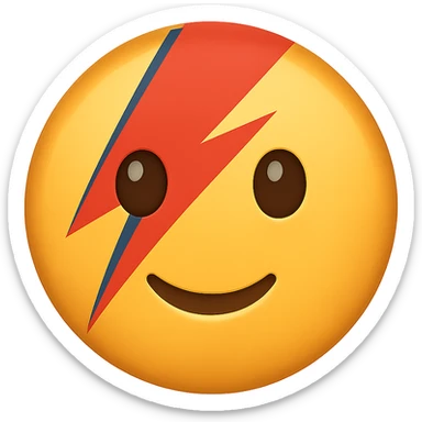 face with lightning bolt makeup emoji, digital illustration, no background sticker