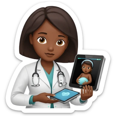 black maternal fetal medicine doctor performing fetal ultrasound sticker