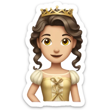 Brunette princess with a ribbon sticker
