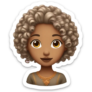 Curly girl with bindi and traditional look sticker