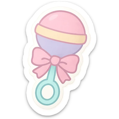 Recolor the baby rattle sticker in soft pastel colors sticker