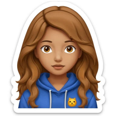 Girl with long and light brown hair and wear hoody and her hai is somethig betwwen curly and stright and her eyes is same color with her hair  sticker