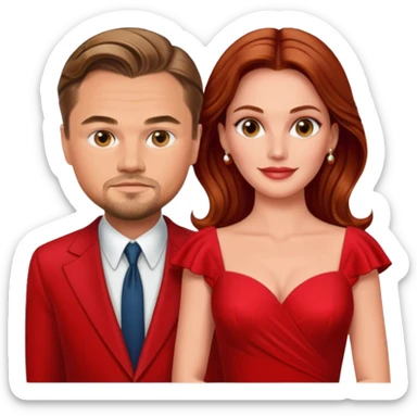 leonardo di caprio and Julia Roberts in a red dress sticker
