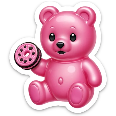 transparent pink gummy bear pink Oreo cookie kawaii sticker