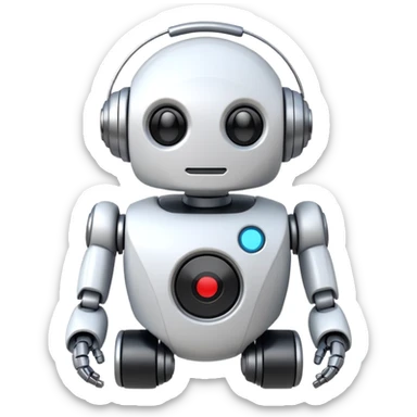 robot cartoon simple kid toy white innocent funny gudget chatGPT round adorable music_lover sticker