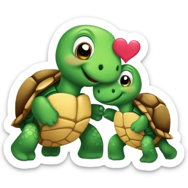 Two valentine turtles with hearts sticker