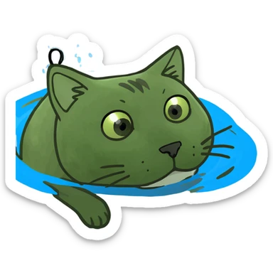 I cat swimming in water sticker