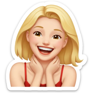 woman grabbing her neck while laughing sticker