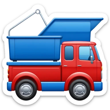 red truck with a blue plate showing white "TIR" on the front. No brand logos sticker