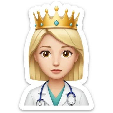 blonde doctor with a crown sticker