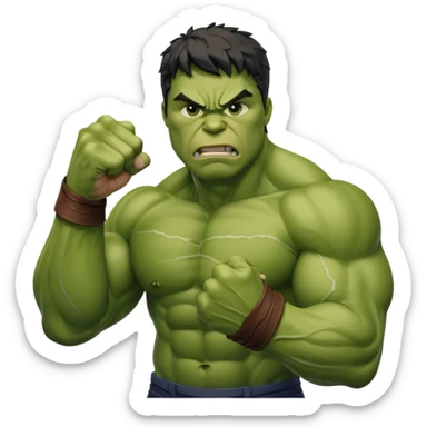 Create the Hulk punching his right fist into his left hand in anger. Hulk Smash sticker