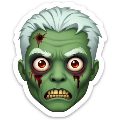 zumbi pele verde cabelo branco bochecha machucada horror Halloween sticker