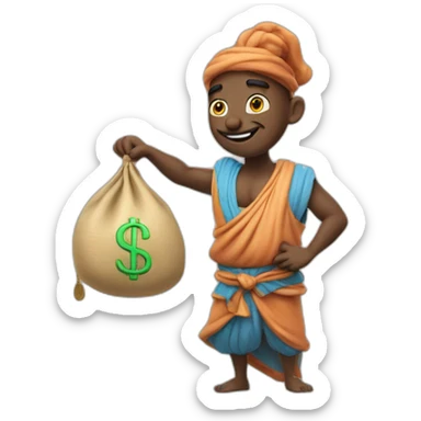 genie holding the big sack of money 4k sticker