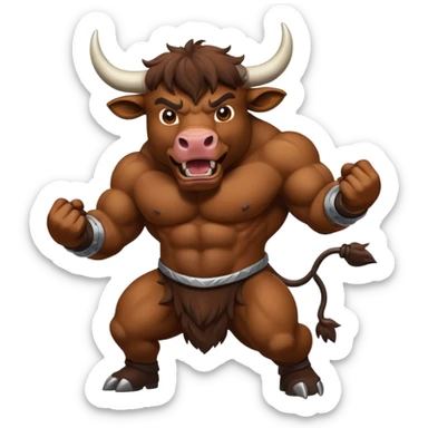Generate a crazy bull sticker