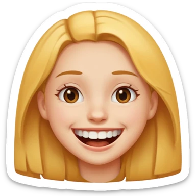 Laughing emoji of a girl and gap between central incisor teeth sticker
