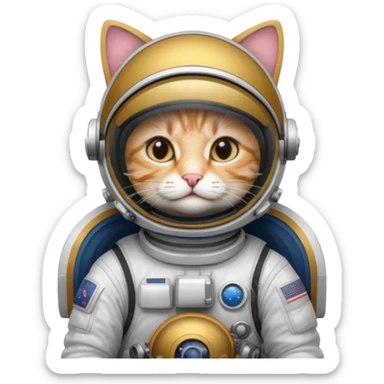 closed Astronaut rides cat sticker
