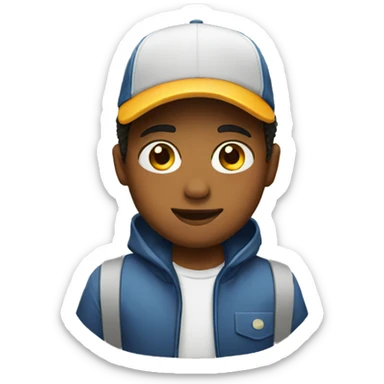 boy with cap backwards sticker