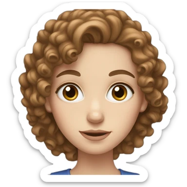 White girl with big blue eyes and brown curly hair sticker