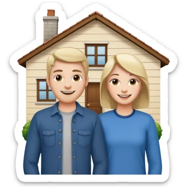 house with 2 people standing to it's side sticker