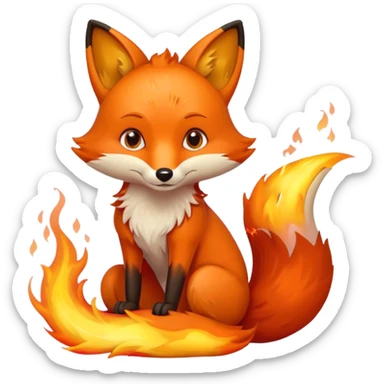 Fuchs der in lodernden Flammen sitz mit Cartoon touch sticker