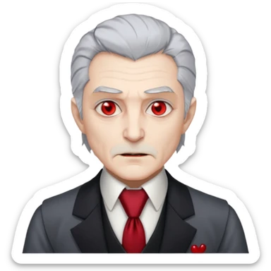  {
      "type": "human",
      "look": "old vampire lord, gray hair, formal vest, crimson tie",
      "description": "an old vampire lord with gray hair wearing a formal vest and crimson tie"
    } sticker
