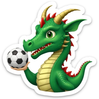 ein Drache mit einem Zauberstab in der Hand  und einem Hud  auf dem kopf und ein Fussball in der anderen hand sticker