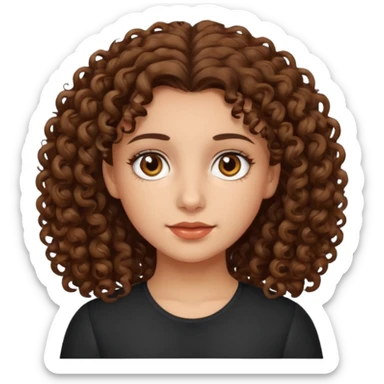 german/hispanic girl with curly brown hair and hazel eyes sticker