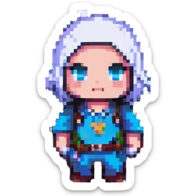 pixel art character in thoughtful pose sticker