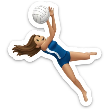 Volleyball player diving for a ball brown hair sticker