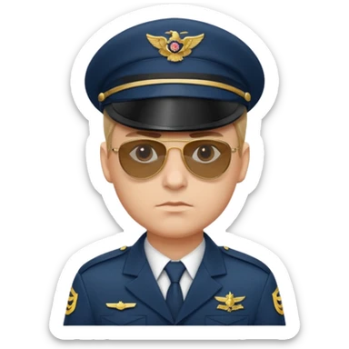 Officer with peaked cap + aviator sunglasses sticker
