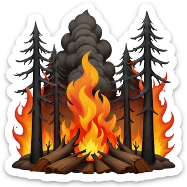 forest fire, simple and expressive sticker