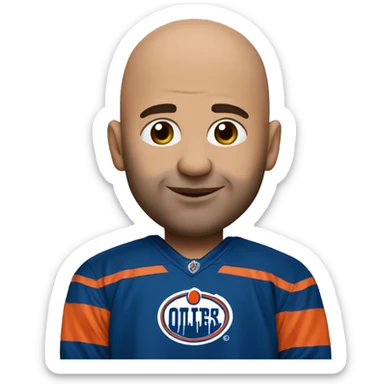 Bald guy in oilers jersey sticker