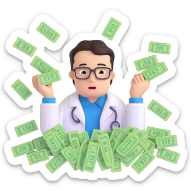 Stressed IT technician with many hospital support tickets sticker