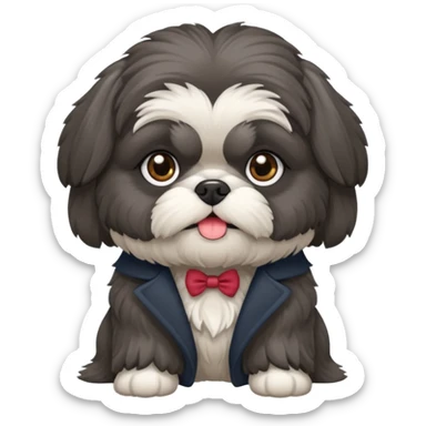 Small all dark grey shih tzu sticker