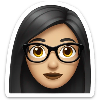 european woman with black glasess and long black hair sticker